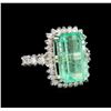 Image 1 : GIA Cert 9.60 ctw Emerald and Diamond Ring - 14KT White Gold