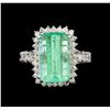 Image 2 : GIA Cert 9.60 ctw Emerald and Diamond Ring - 14KT White Gold