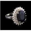 Image 1 : 9.99 ctw Sapphire and Diamond Ring -14KT White Gold