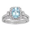 Image 1 : 1.00 ctw Aquamarine and Diamond Ring - 14KT White Gold