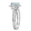 Image 2 : 1.00 ctw Aquamarine and Diamond Ring - 14KT White Gold