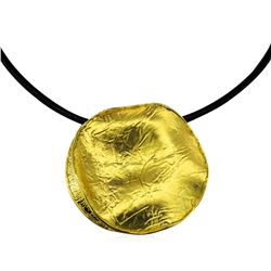 Matte Hand Painted Medallion Necklace - Gold Plated