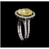 Image 4 : 14KT White Gold 4.74 ctw Fancy Yellow Diamond Ring