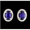 Image 1 : 1.40 ctw Sapphire and Diamond Earrings - 14KT White Gold