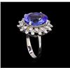 Image 4 : 6.90 ctw Tanzanite and Diamond Ring - 14KT White Gold