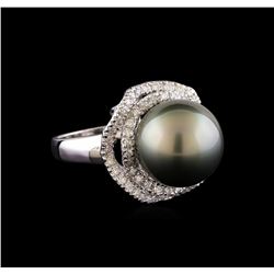 Pearl and Diamond Ring - 14KT White Gold