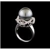 Image 4 : Pearl and Diamond Ring - 14KT White Gold