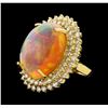 Image 1 : 23.36 ctw Opal and Diamond Ring - 14KT Yellow Gold