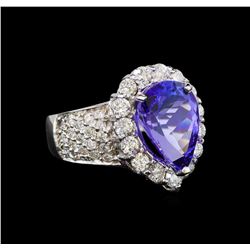 14KT White Gold 4.32 ctw Tanzanite and Diamond Ring