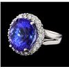 Image 1 : GIA Cert 13.23 ctw Tanzanite and Diamond Ring - 14KT White Gold