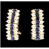 Image 1 : 1.00 ctw Sapphire and Diamond Earrings - 14KT Yellow Gold