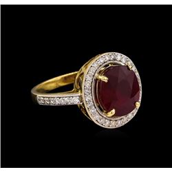 14KT Yellow Gold 4.98 ctw Ruby and Diamond Ring