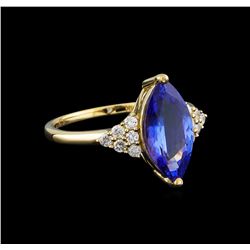 14KT Yellow Gold 2.78 ctw Tanzanite and Diamond Ring