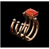 Image 4 : 14KT Rose Gold 3.06 ctw Coral and Diamond Ring