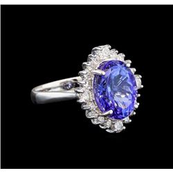 14KT White Gold 3.67 ctw Tanzanite and Diamond Ring