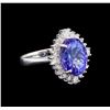 Image 1 : 14KT White Gold 3.67 ctw Tanzanite and Diamond Ring