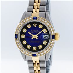 Rolex Two-Tone Blue Vignette Diamond and Sapphire DateJust Ladies Watch