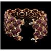 Image 3 : 102.42 ctw Ruby and Diamond Bracelet - 14KT Rose Gold