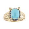 Image 1 : 2.10 ctw Turquoise, Sapphire and Diamond Ring - 14KT Yellow Gold