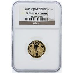 2007-W NGC Graded Ultra Cameo PF70 Jamestown $5 Commemorative Gold Coin