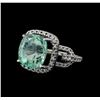 Image 1 : 10.37 ctw Emerald and Diamond Ring - 14KT White Gold