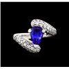 Image 2 : 1.75 ctw Tanzanite and Diamond Ring - 14KT White Gold