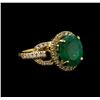 Image 1 : 14KT Yellow Gold 2.84 ctw Emerald and Diamond Ring