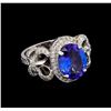 Image 1 : 3.80 ctw Tanzanite and Diamond Ring - 14KT White Gold