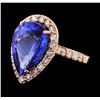 Image 1 : GIA Cert 8.88 ctw Tanzanite and Diamond Ring - 14KT Rose Gold