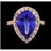 Image 2 : GIA Cert 8.88 ctw Tanzanite and Diamond Ring - 14KT Rose Gold