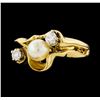 Image 1 : Pearl and Diamond Ring - 14KT Yellow Gold