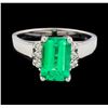 Image 2 : 2.17 ctw Emerald and Diamond Ring - 14KT White Gold