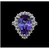 Image 2 : 9.78 ctw Tanzanite and Diamond Ring - 14KT White Gold