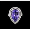 Image 2 : 8.82 ctw Tanzanite and Diamond Ring - 14KT White Gold