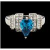 Image 2 : 3.27 ctw Blue Zircon and Diamond Ring - 14KT White Gold