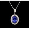 Image 1 : 18KT White Gold 7.20 ctw Tanzanite and Diamond Pendant With Chain