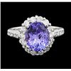 Image 2 : 3.85 ctw Tanzanite and Diamond Ring - 14KT White Gold