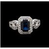 Image 2 : 1.71 ctw Sapphire and Diamond Ring - Platinum