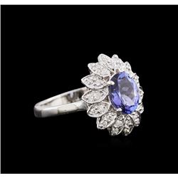 1.76 ctw Tanzanite and Diamond Ring - 14KT White Gold