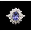 Image 2 : 1.76 ctw Tanzanite and Diamond Ring - 14KT White Gold