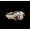 Image 1 : 14KT White Gold 0.84 ctw Ruby and Diamond Ring