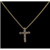 Image 1 : 0.31 ctw Diamond Cross Pendant With Chain - 14KT Yellow Gold