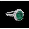 Image 1 : 2.65 ctw Emerald and Diamond Ring - 14KT White Gold