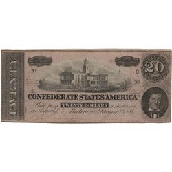 1864 $20 Confederate States of America Bank Note