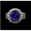 Image 2 : 5.26 ctw Tanzanite and Diamond Ring - 14KT White Gold