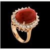 Image 4 : 6.30 ctw Coral and Diamond Ring - 14KT Rose Gold