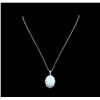 Image 2 : 18.19 ctw Opal and Diamond Pendant With Chain - 14KT White Gold