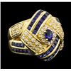 Image 1 : 2.16 ctw Sapphire and Diamond Ring - 18KT Yellow Gold