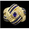 Image 2 : 2.16 ctw Sapphire and Diamond Ring - 18KT Yellow Gold