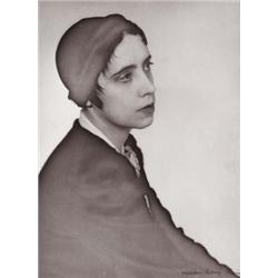 MAN RAY (American, 1890-1976) PORTRAIT OF ELSA SCHIAPARELLI signed “Man Ray, Paris” in pencil on ...